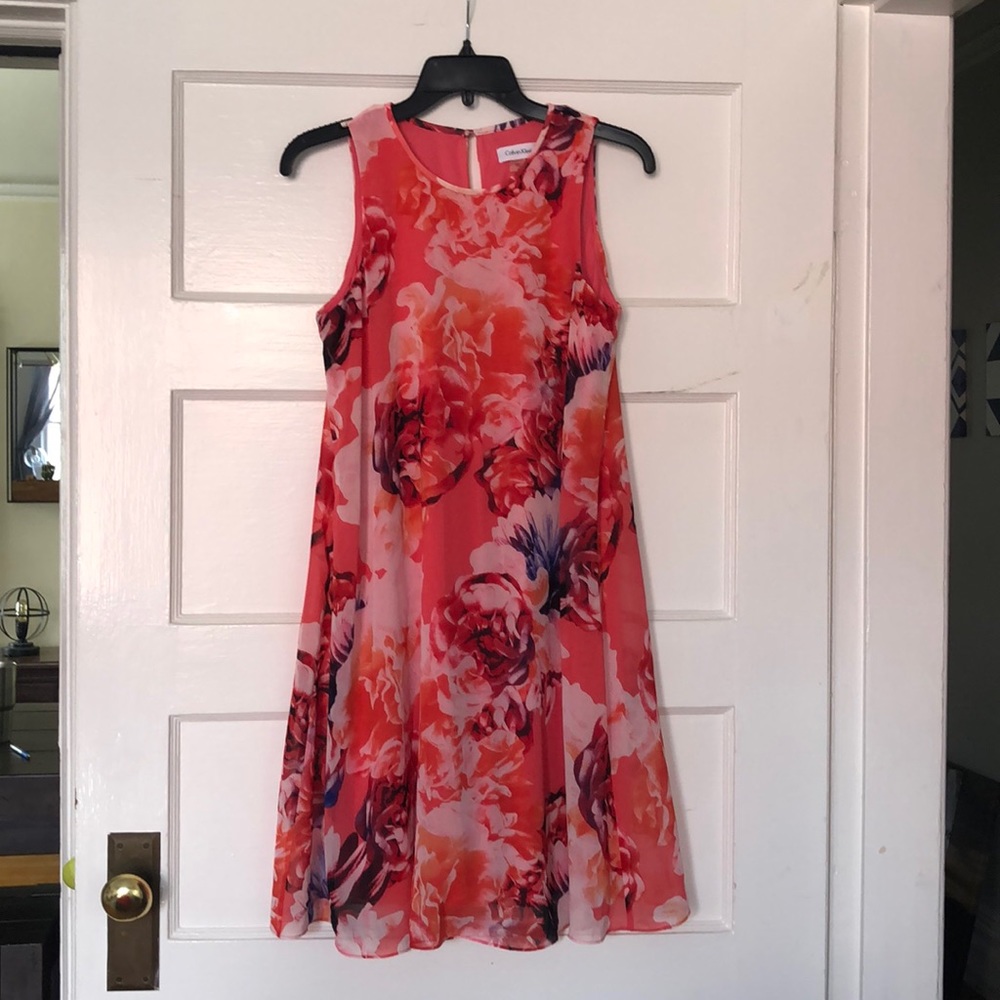 Pink floral tank dress